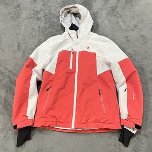 Liquid Anton Light Gray Red Stretch Full Zip Hooded Ski Jacket Women's Size XL
